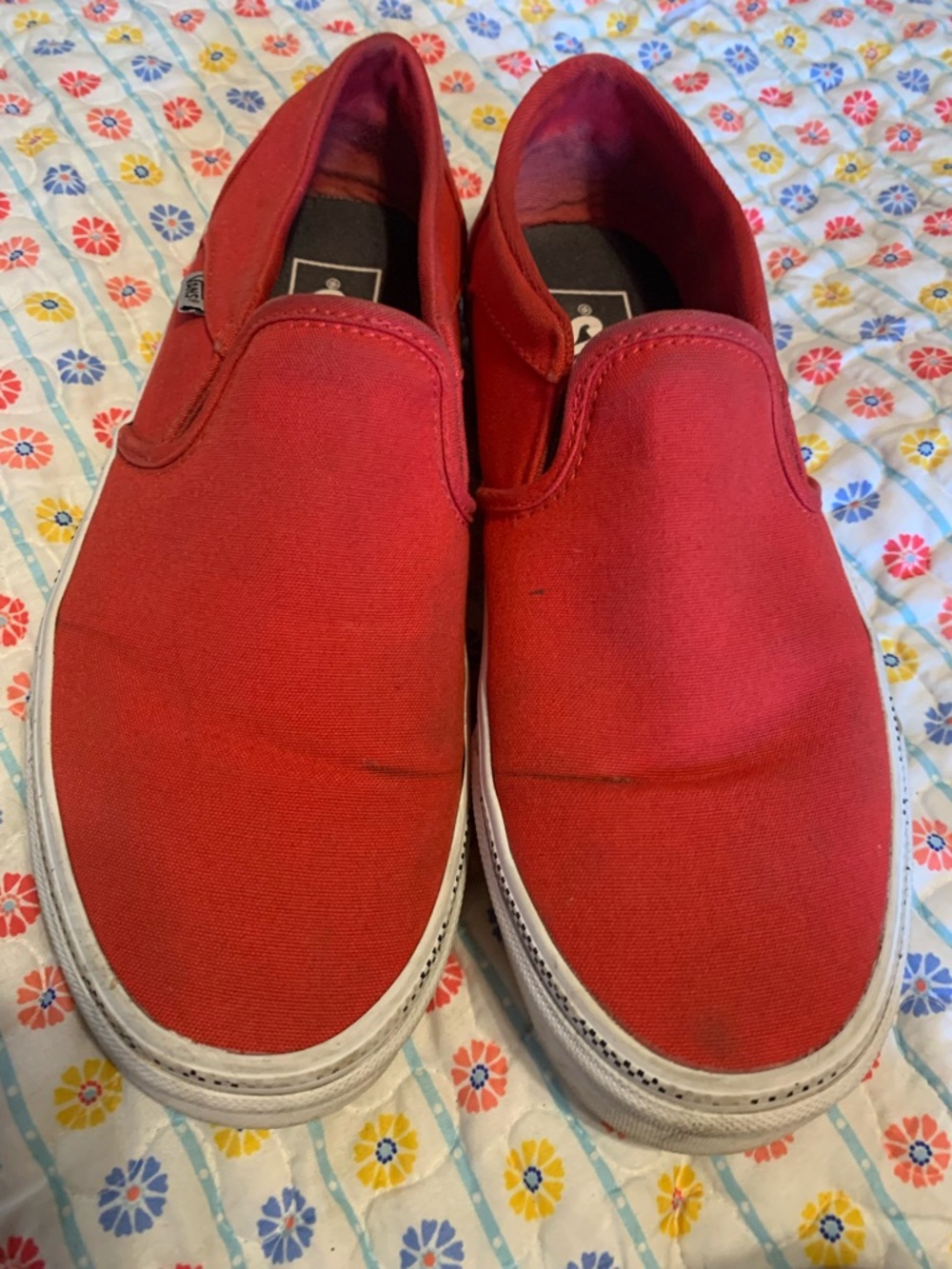Vans Red Slip-On Canvas Sneakers